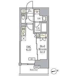 ザ・ライオンズフォーシア文京湯島 1DKの間取図画像