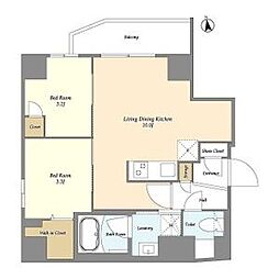 つくばエクスプレス 浅草駅 徒歩6分の賃貸マンション 2階2LDKの間取り