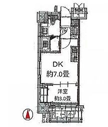 東京メトロ銀座線 浅草駅 徒歩17分の賃貸マンション 7階1DKの間取り