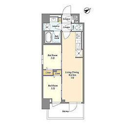 東京メトロ千代田線 町屋駅 徒歩3分の賃貸マンション 4階2LDKの間取り