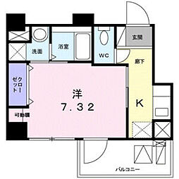 東武亀戸線 小村井駅 徒歩7分の賃貸マンション 8階1Kの間取り