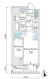 リビオメゾン上野松が谷 6階1DKの間取り