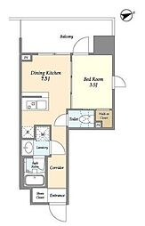 東京メトロ銀座線 浅草駅 徒歩12分の賃貸マンション 7階1DKの間取り