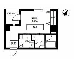 東京メトロ千代田線 根津駅 徒歩7分の賃貸マンション 1階1Kの間取り
