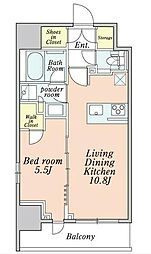 都営浅草線 本所吾妻橋駅 徒歩3分の賃貸マンション 11階1LDKの間取り