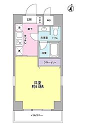 池之端加茂ビルA 6階1Kの間取り