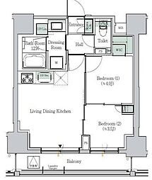 都営浅草線 浅草橋駅 徒歩4分の賃貸マンション 14階2DKの間取り
