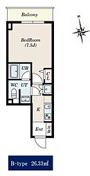 東京メトロ日比谷線 仲御徒町駅 徒歩7分の賃貸マンション 6階1Kの間取り