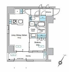 JR総武線 両国駅 徒歩8分の賃貸マンション 3階1LDKの間取り