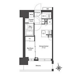 京成押上線 八広駅 徒歩8分の賃貸マンション 8階1DKの間取り