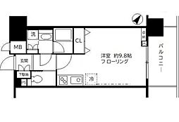 東京メトロ日比谷線 三ノ輪駅 徒歩7分の賃貸マンション 15階ワンルームの間取り
