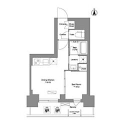 Brilliaist新御徒町 1LDKの間取図画像