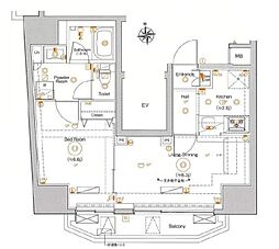 プレール・ドゥーク元浅草 1LDKの間取図画像