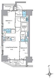 ルフォンプログレ上野稲荷町 2LDKの間取図画像