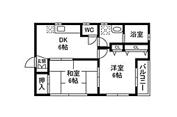 ハイツアサダ 2DKの間取図画像