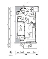 シーフォルム上野アジールコート 1DKの間取図画像