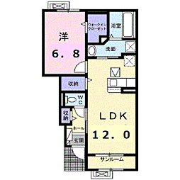ブライト　スクエアIII 1階1LDKの間取り