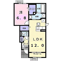 ブライト　スクエアIII 1階1LDKの間取り