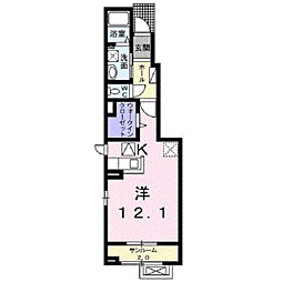 エレガント 1階ワンルームの間取り