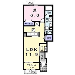 ルーナリア　II 1階1LDKの間取り
