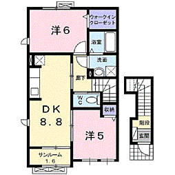 ビビエンダ　アリス　II 2階2DKの間取り