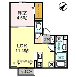 NICO2 202 2階1LDKの間取り
