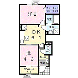 アイリスα 2DKの間取図画像