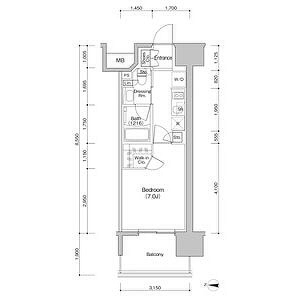 ザ・パークハビオ新栄 202｜愛知県名古屋市中区新栄１丁目(賃貸マンション1K・2階・26.17㎡)の写真 その2