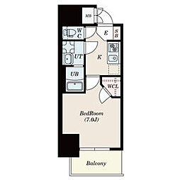 S-RESIDENCE堀田North 7階1Kの間取り