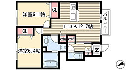 カーム ムサシ　Ａ棟 1階2LDKの間取り