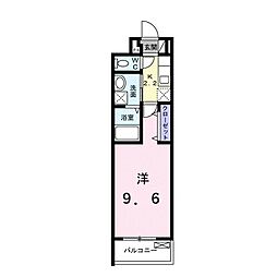 プレッソ杁ヶ池 2階1Kの間取り