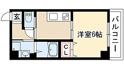 サンパティーク 4階1Kの間取り