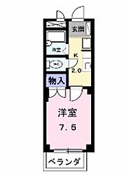 ヴィクトワール 1Kの間取図画像