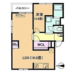 ウィステリア矢田(ウィステリアヤダ) 4階1LDKの間取り