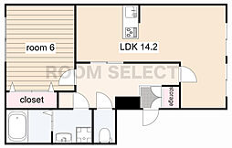 鹿子マンション 1階1LDKの間取り