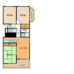 レインボー二女子 502 5階3LDKの間取り