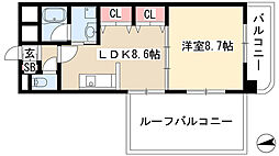 プログレス・K 6階1LDKの間取り