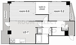 コンフォート六番 3階2DKの間取り