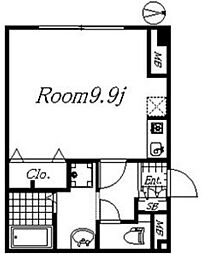 サンプラスIII 1階ワンルームの間取り