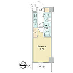 ヴェルデシア名駅南(旧ルネフラッツ名駅南) 7階1Kの間取り