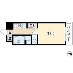 アドミール栄生 1階1Kの間取り