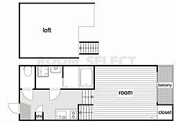 AKALA 2階1Kの間取り