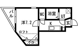 コンフォート上社 2階1Kの間取り