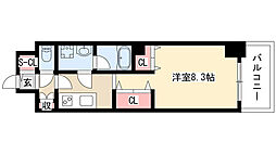 レジーナ鶴舞 7階ワンルームの間取り