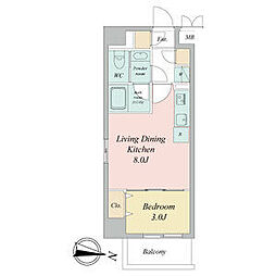 ヴェルデシア名駅南(旧ルネフラッツ名駅南) 9階1LDKの間取り