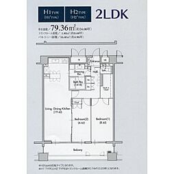 グラン・アベニュー名駅 10階2LDKの間取り