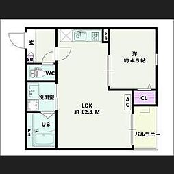 Jack aichiI 3階1LDKの間取り