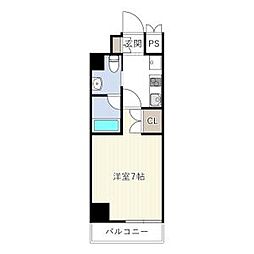 フローライト徳川 8階1Kの間取り