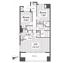 シティテラス名古屋代官町 5階2LDKの間取り