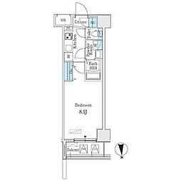 プレイズシード名駅北 4階1Kの間取り